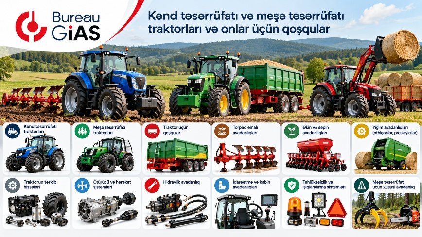 Kənd təsərrüfatı və meşə təsərrüfatı traktorları və onlar üçün qoşqular